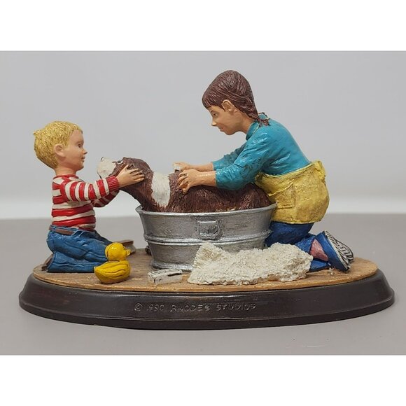 Norman Rockwell Family Authorized Edition Splish Splash Figurine 1990 - Picture 3 of 12